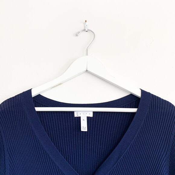 Blue Leith Button Front Ribbed Sweater - Picture 4 of 6